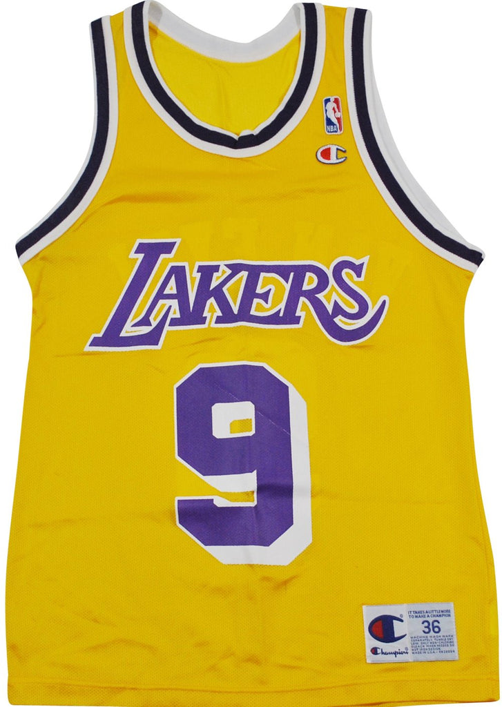 Vintage Champion NBA Los Angeles Lakers Basketball Jersey Yellow Large