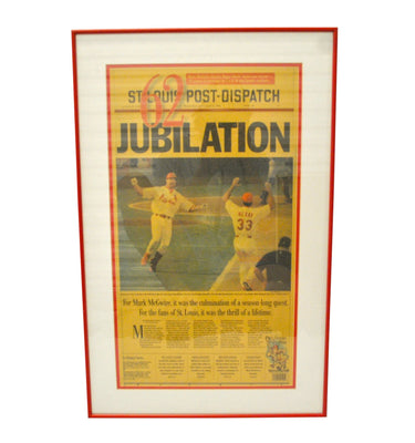 Vintage Mark McGwire Single Season Home Run Record Framed Newspaper