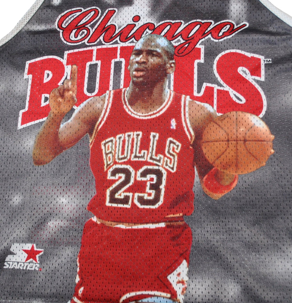 Vintage 90s Starter Chicago Bulls Baseball Jersey Size Large NBA JORDAN