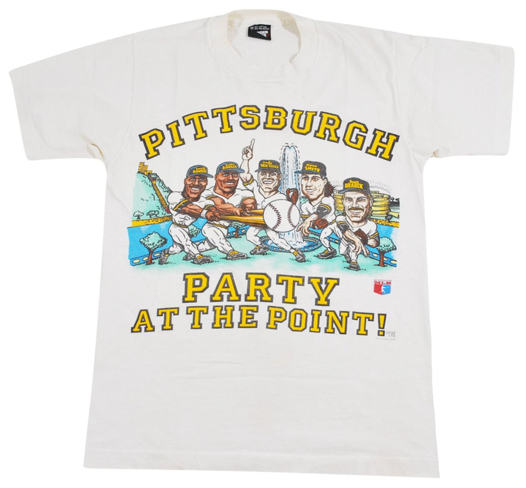 Vntg Pittsburg Pirates Caricature Shirt Bonds Bonilla Van Slyke Drabek 80’s  90’s