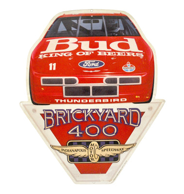 Vintage Bud King of Beers Brickyard 400 Metal Sign