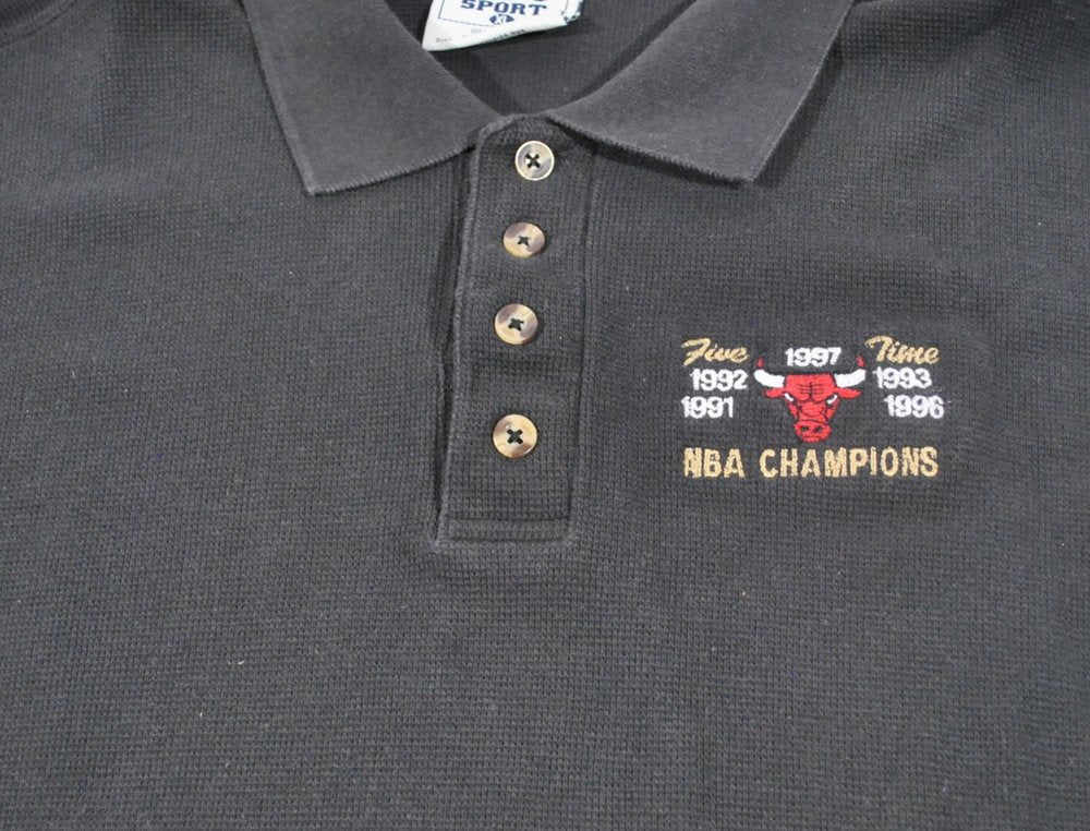 Vintage ~ NBA Chicago Bulls Polo Shirt Black Size XL