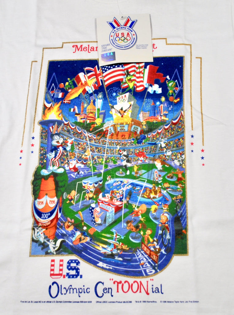 ディズニースタンプアート「Olympics」 Vintage 1996 Atlanta Olympics Looney Tunes Shirt Size Youth Large