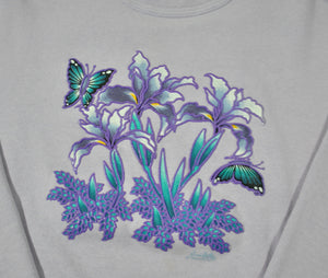 Vintage Butterfly Flowers Sweatshirt Size Large