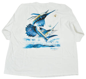 Vintage Chuck Byron 2009 Blue Marlin Art Shirt Size 2X-Large