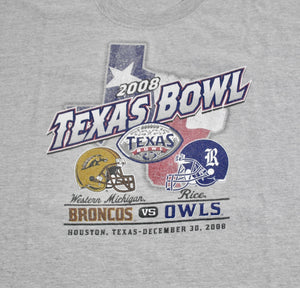 Vintage Western Michigan Broncos Rice Owls 2008 Texas Bowl Shirt Size X-Large