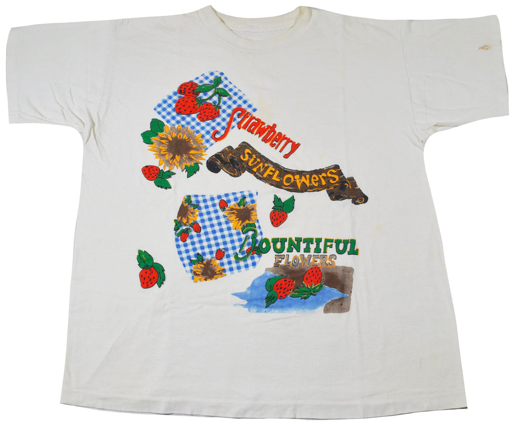 Vintage Strawberry Sunflowers Shirt Size X-Large