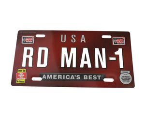 Vintage Red Man Plastic License Plate
