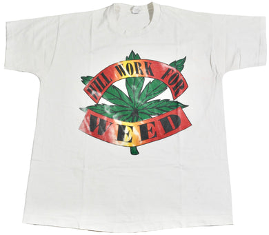 Vintage Will Work For Weed Chicago 1995 Grateful Dead Pearl Jam Jerry Garcia Final Show Shirt Size X-Large
