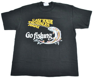 Vintage Cast Your Troubles Away Go Fishing Shirt Size Large