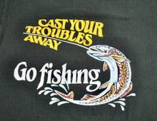 Vintage Cast Your Troubles Away Go Fishing Shirt Size Large
