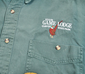 Vintage Blue Pointe State Game Lodge Custer State Park Button Shirt Size 2X-Large