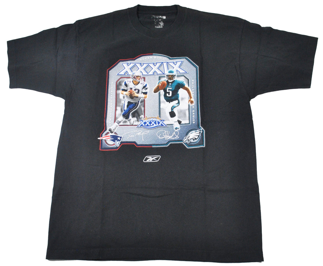 Vintage New England Patriots Philadelphia Eagles Tom Brady McNabb Super Bowl Shirt Size X-Large