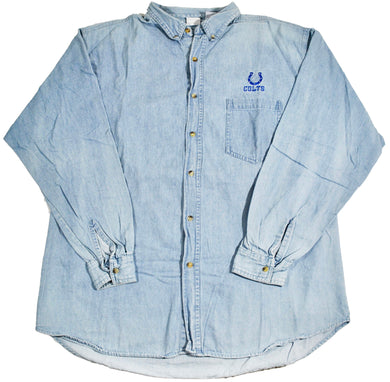 Vintage Indianapolis Colts Denim Button Shirt Size Large