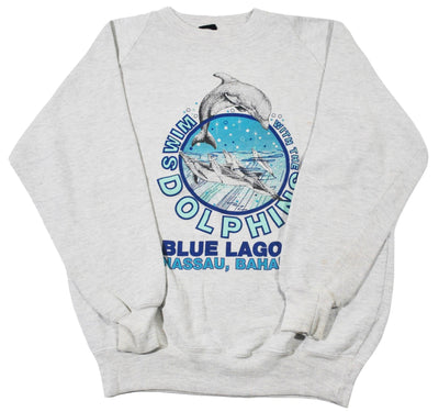 Vintage Swim With The Dolphins Blue Lagoon Bahamas Sweatshirt Size Small