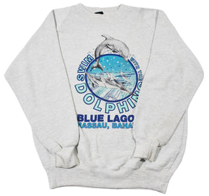 Vintage Swim With The Dolphins Blue Lagoon Bahamas Sweatshirt Size Small