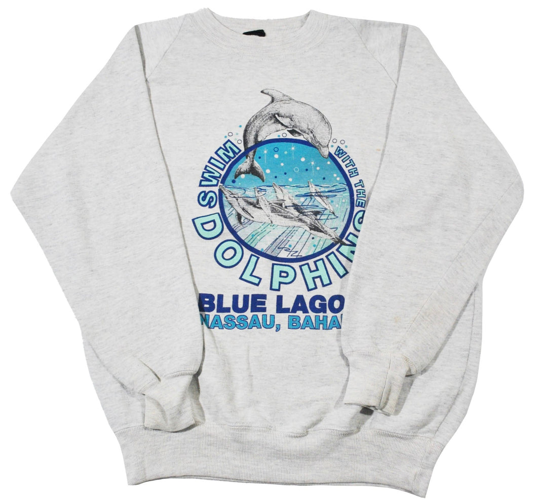 Vintage Swim With The Dolphins Blue Lagoon Bahamas Sweatshirt Size Small