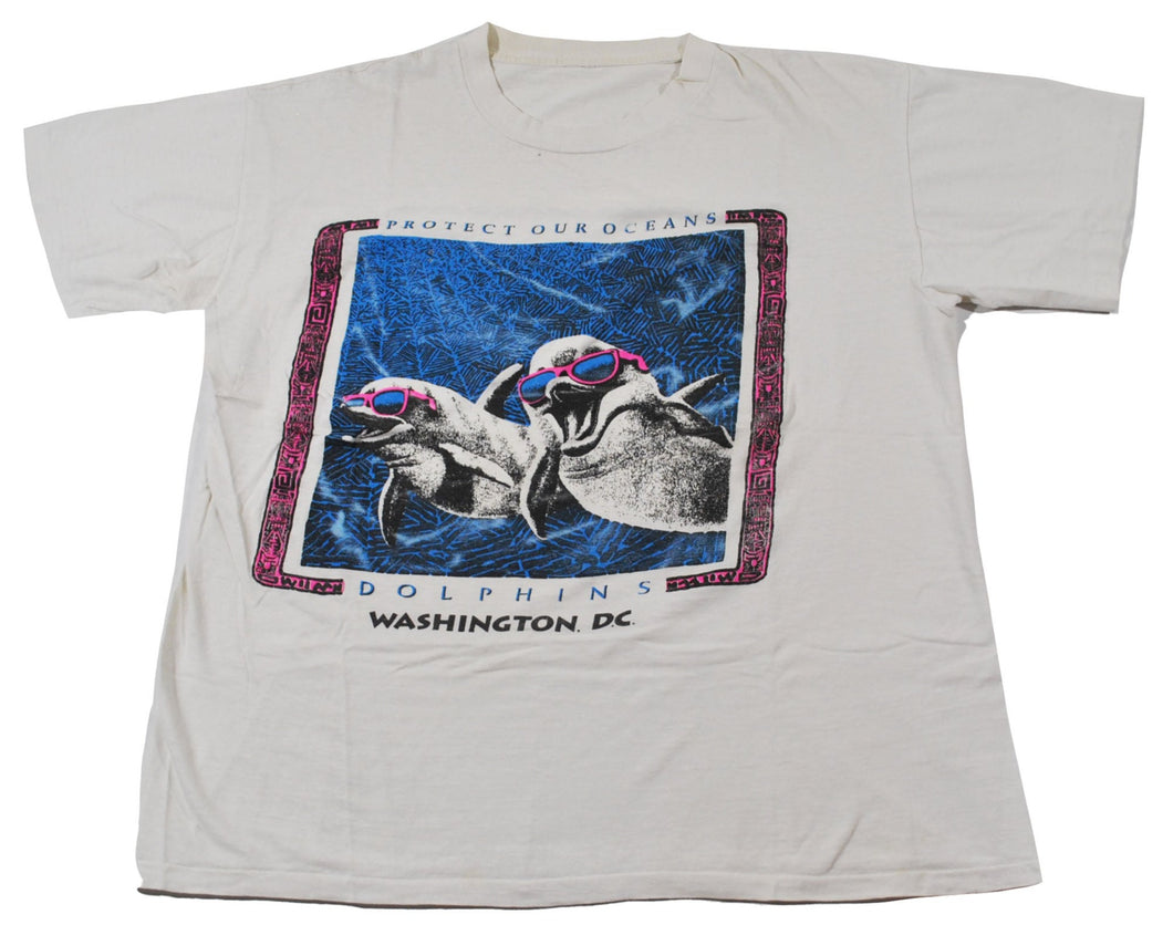 Vintage Protect Our Oceans Dolphins Washington DC Shirt Size Large