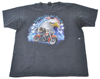 Vintage Born To Be Wild Motorcycle Eagle USA Shirt Size 2X-Large
