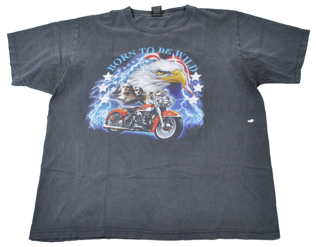 Vintage Born To Be Wild Motorcycle Eagle USA Shirt Size 2X-Large