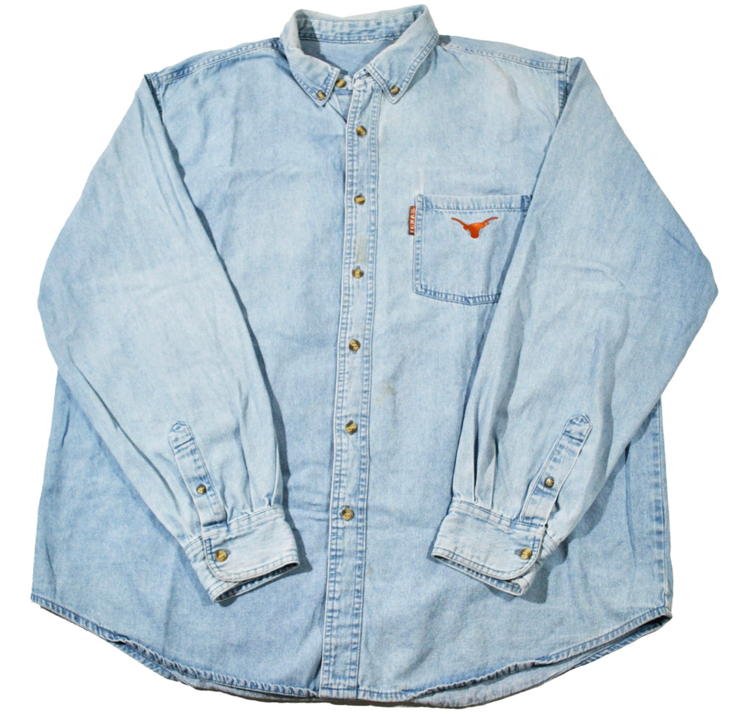 Vintage Texas Longhorns Denim Button Shirt Size X-Large