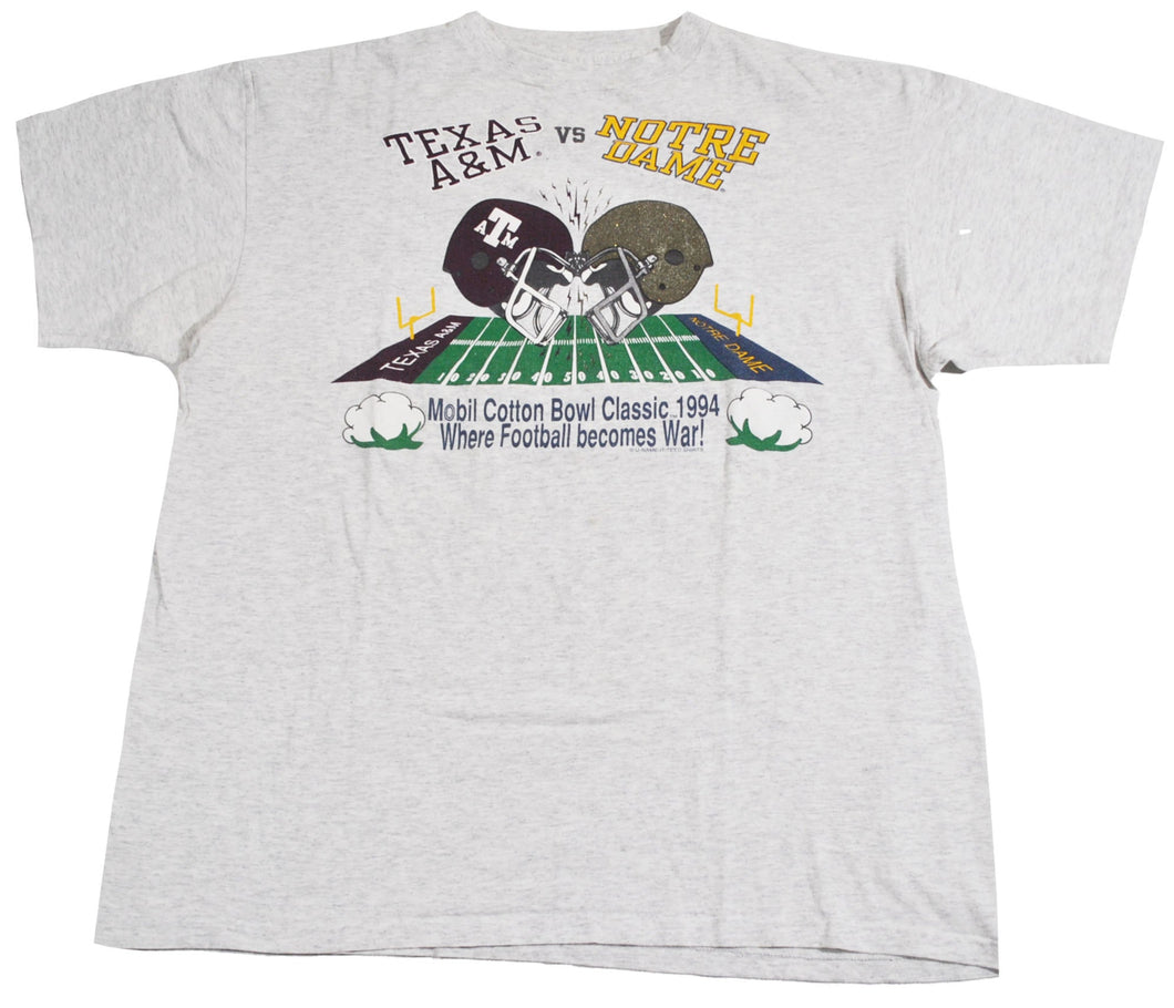 Vintage Texas A&M Aggies Notre Dame Fighting Irish 1994 Shirt Size X-Large