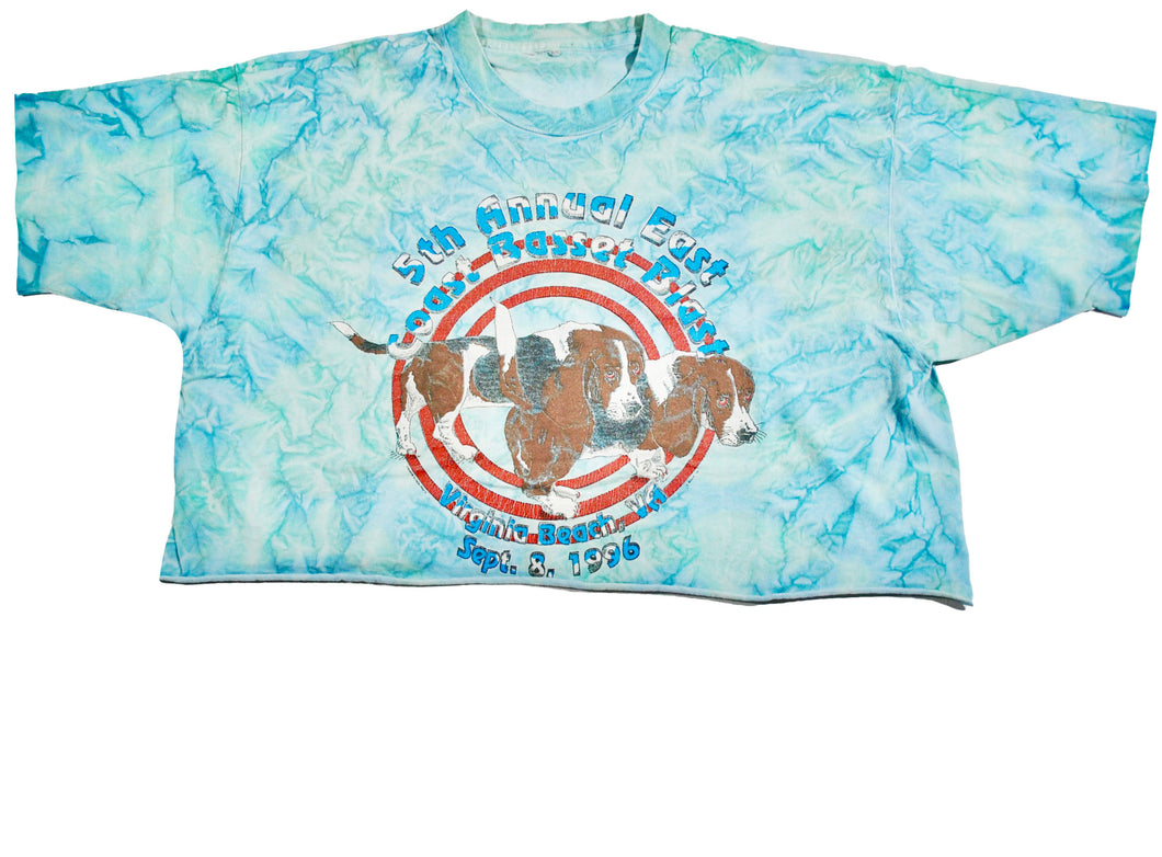 Vintage Basset Hound 1996 Crop Shirt Size X-Large