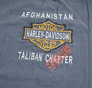 Vintage Harley Davidson Taliban Cancelled Chapter Special Operations Military Shirt Size X-Large