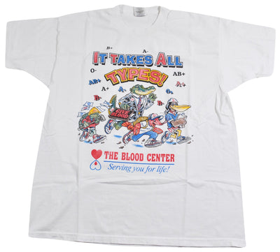 Vintage It Takes All Types Blood Center Shirt Size X-Large