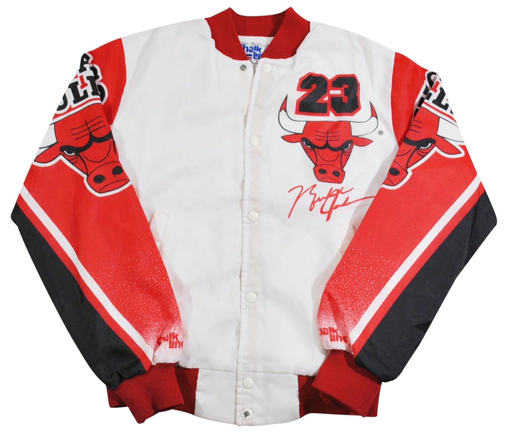 90s Chalk Line Chicago Bulls スタジャン 赤 Vintage 90s Chicago Bulls Chalk Line Satin Jacket Mens Large