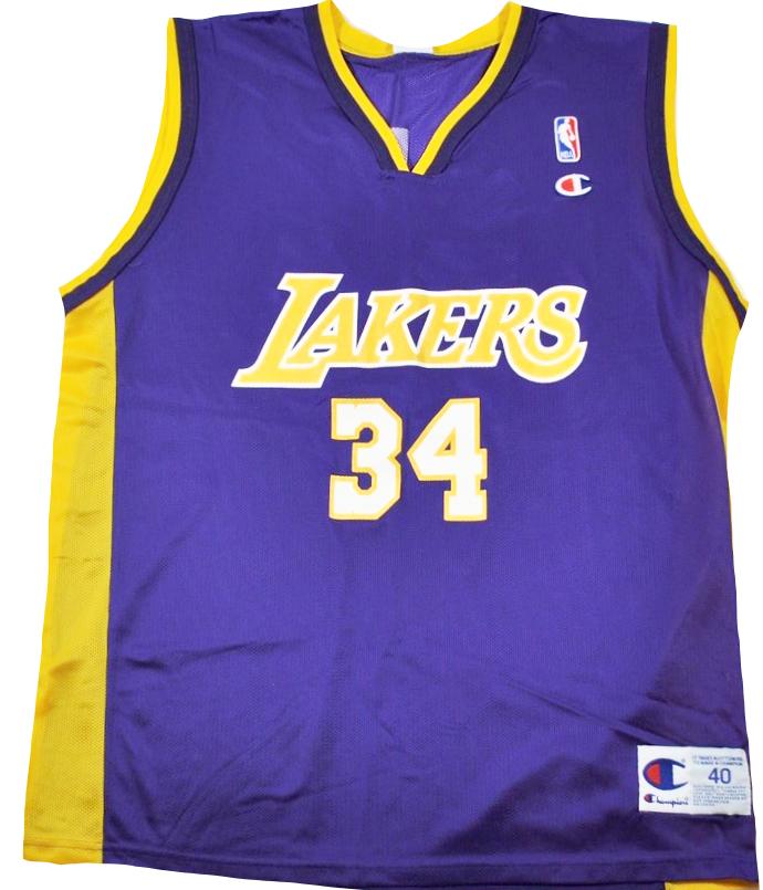 Size 48. #34 Shaquille O'Neal La Lakers Vintage NBA Champion Jersey