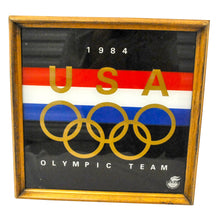 Vintage 1984 USA Olympics Framed Glass Sign