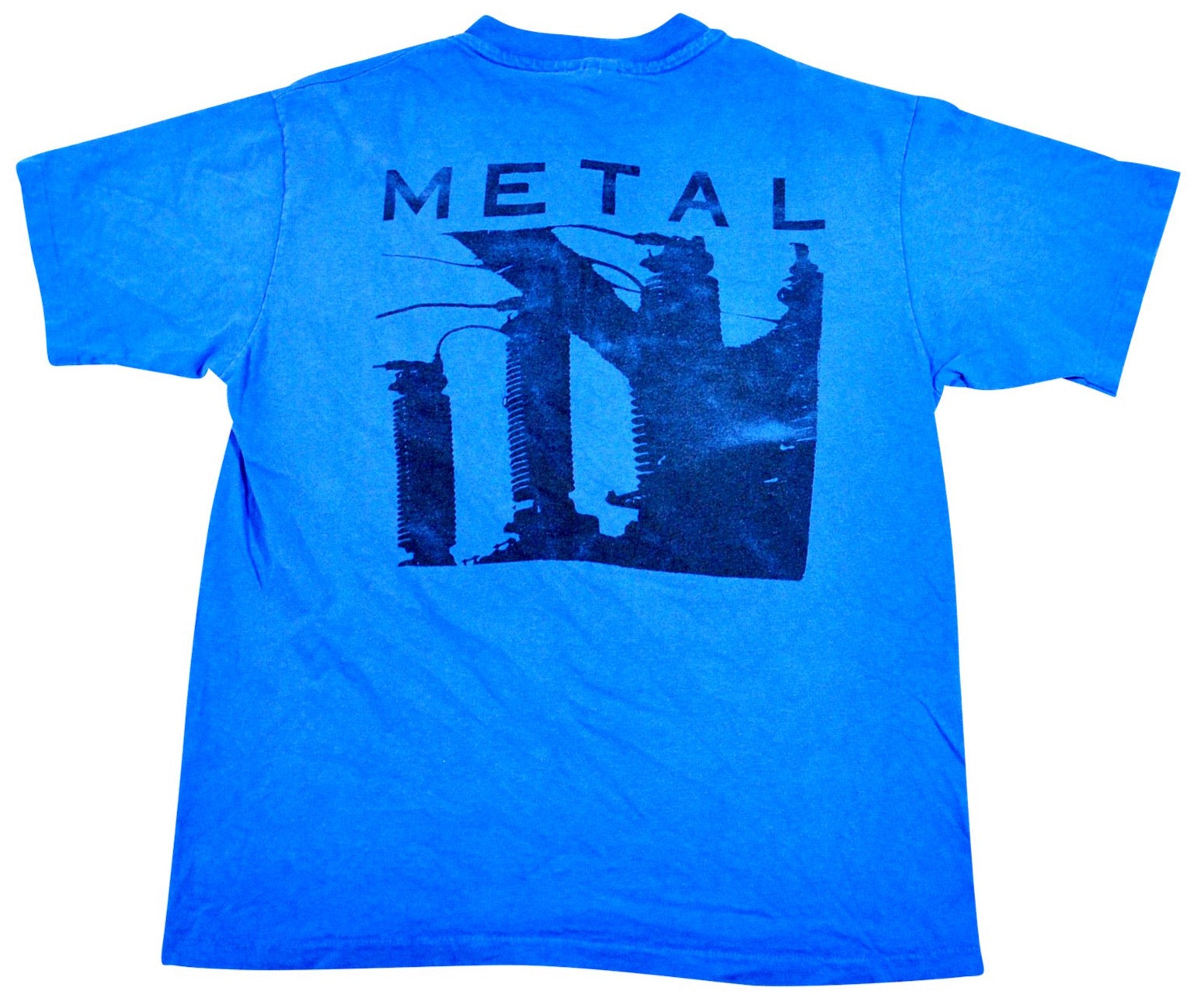 T shirt bleu metal hot sale