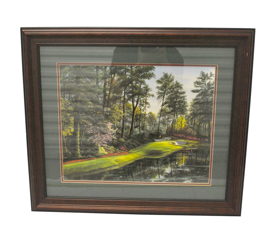 Vintage Masters Augusta National Hole 12 Framed Glass Picture