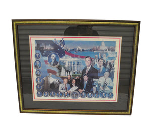 Vintage President 80s Framed Glass Picture