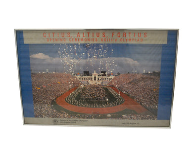 Vintage 1984 Los Angeles Olympics Framed Glass Picture