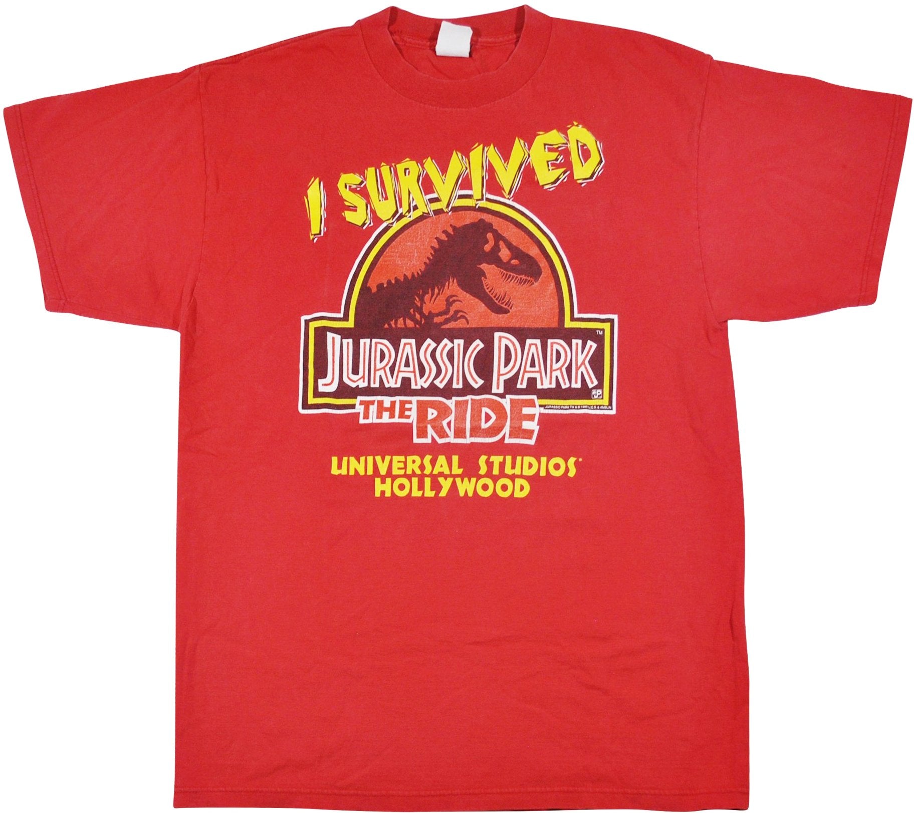 90's JURASSIC PARK THE RIDE USA製 tシャツ Vintage 90s Jurassic Park The Ride T Shirt Red Short Sleeve