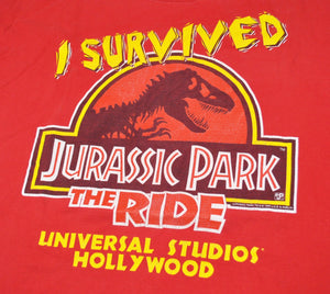 Vintage Jurassic Park 1996 I Survived The Ride Shirt Size X-Large