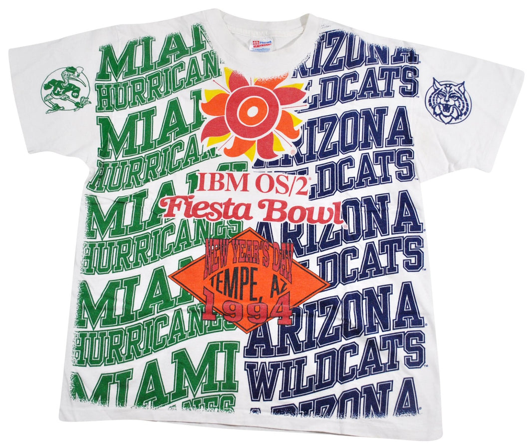 Vintage Arizona Wildcats Miami Hurricanes 1994 Fiesta Bowl Shirt Size Large