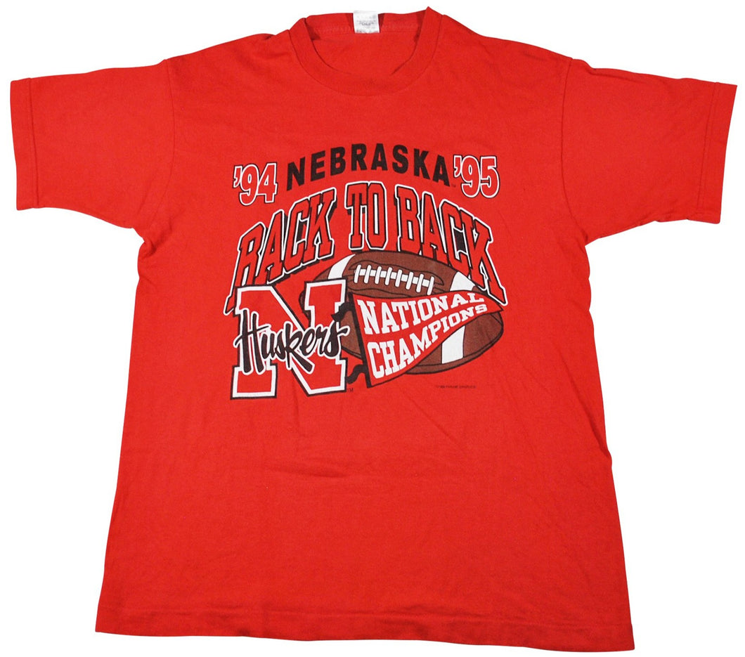 Vintage Nebraska Cornhuskers 1994-95 Back to Back Champions Shirt Size Large