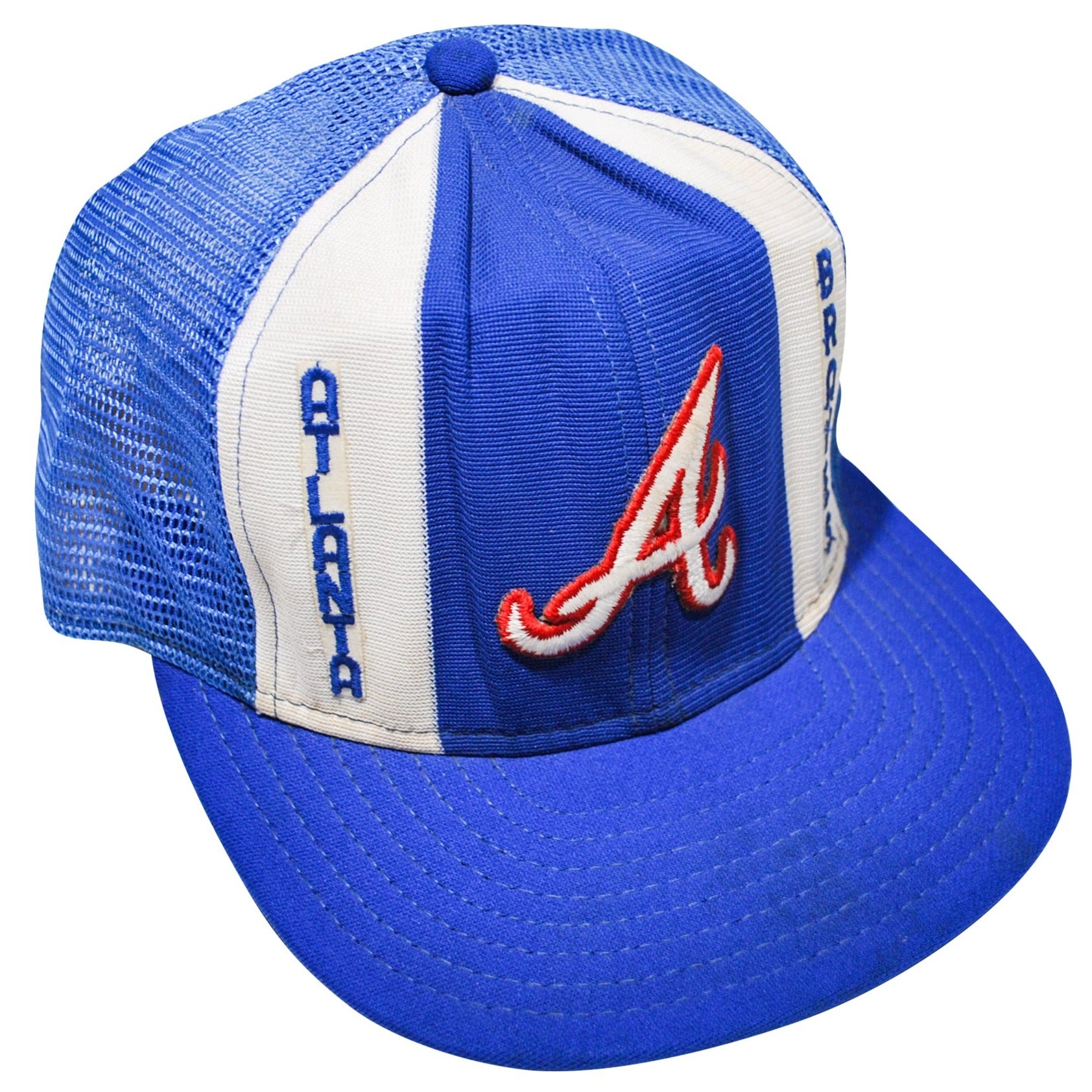 MLB Atlanta Braves Snapback Flat Bill Old School Vintage Dead Stock Hat Cap  Blue