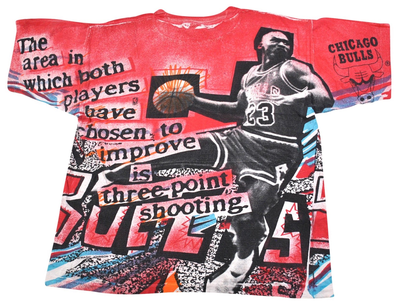 Vintage Chicago Bulls Michael Jordan Magic Johnson All Over Print