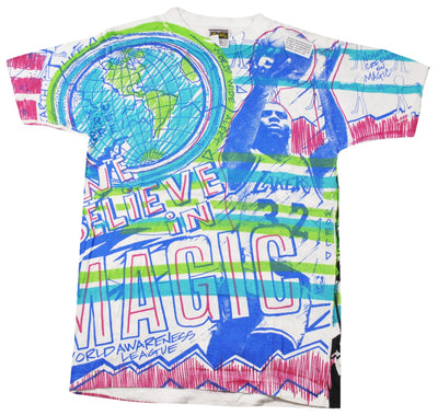 Vintage Magic Johnson World Awareness League All Over Print Shirt Size Medium