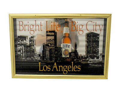 Vintage Lite Beer Bright Lite, Big City Los Angeles 3D Framed Glass Picture