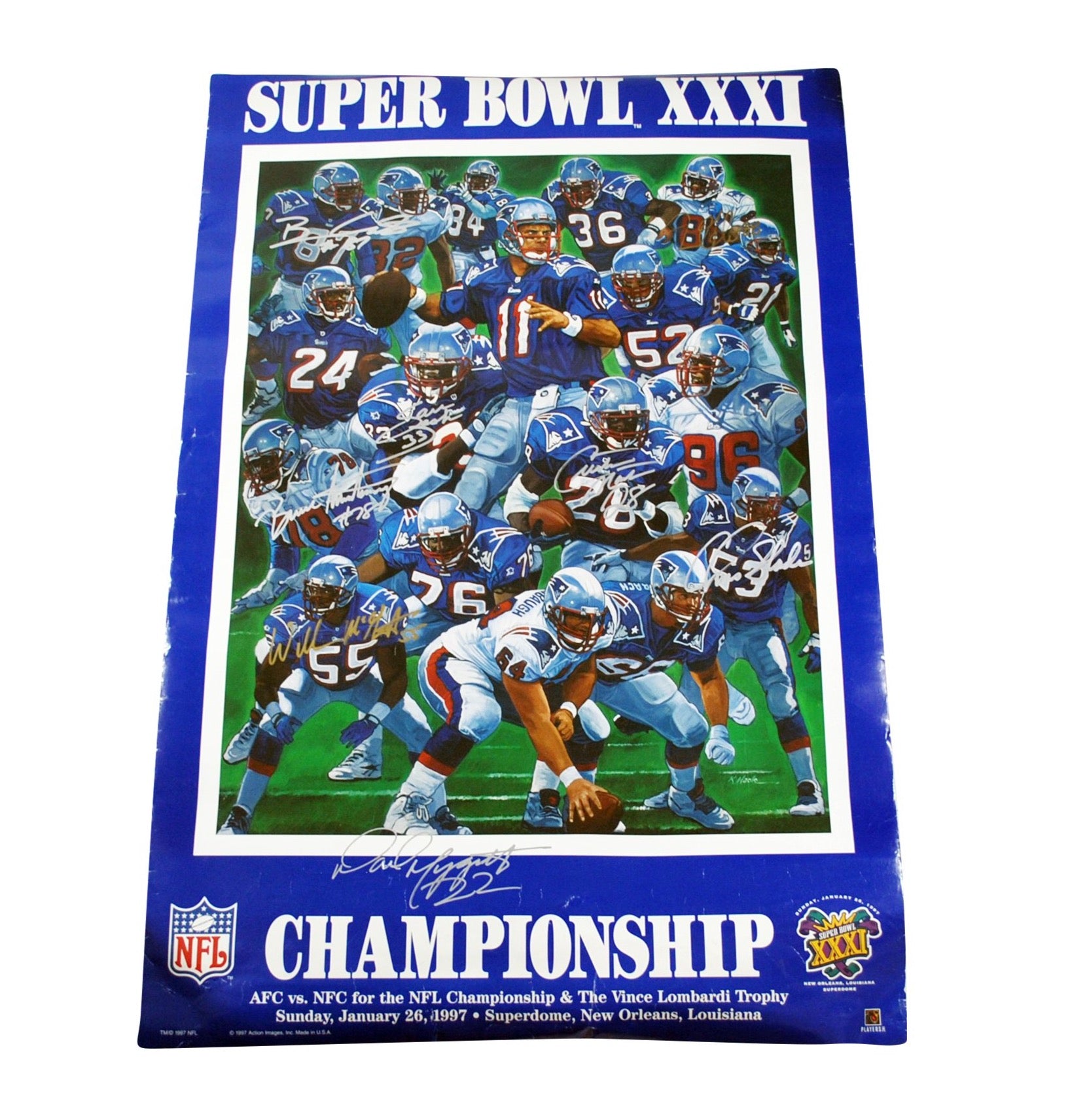 Vintage New England Patriots Super Bowl XXXI Autographs Include Willie –  Yesterday's Attic