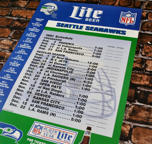 Vintage Lite Beer 1991 Seattle Seahawks Poster