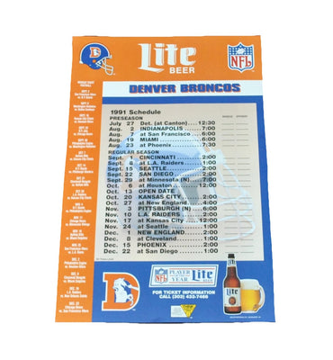 Vintage Lite Beer 1991 Denver Broncos Poster