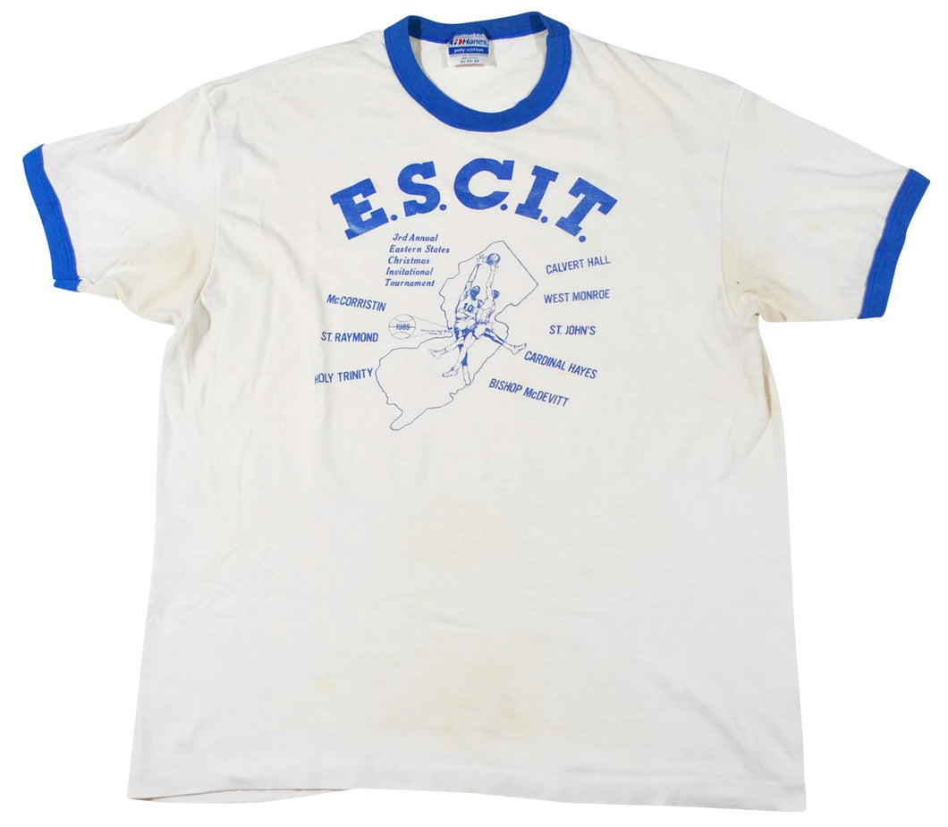 Vintage New Jersey 1985 E.S.C.I.T. Basketball Shirt Size Large