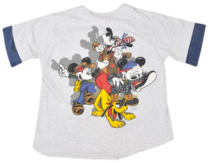 Mickey And Friends White Blue Disney Cartoon Baseball Jersey Shirt