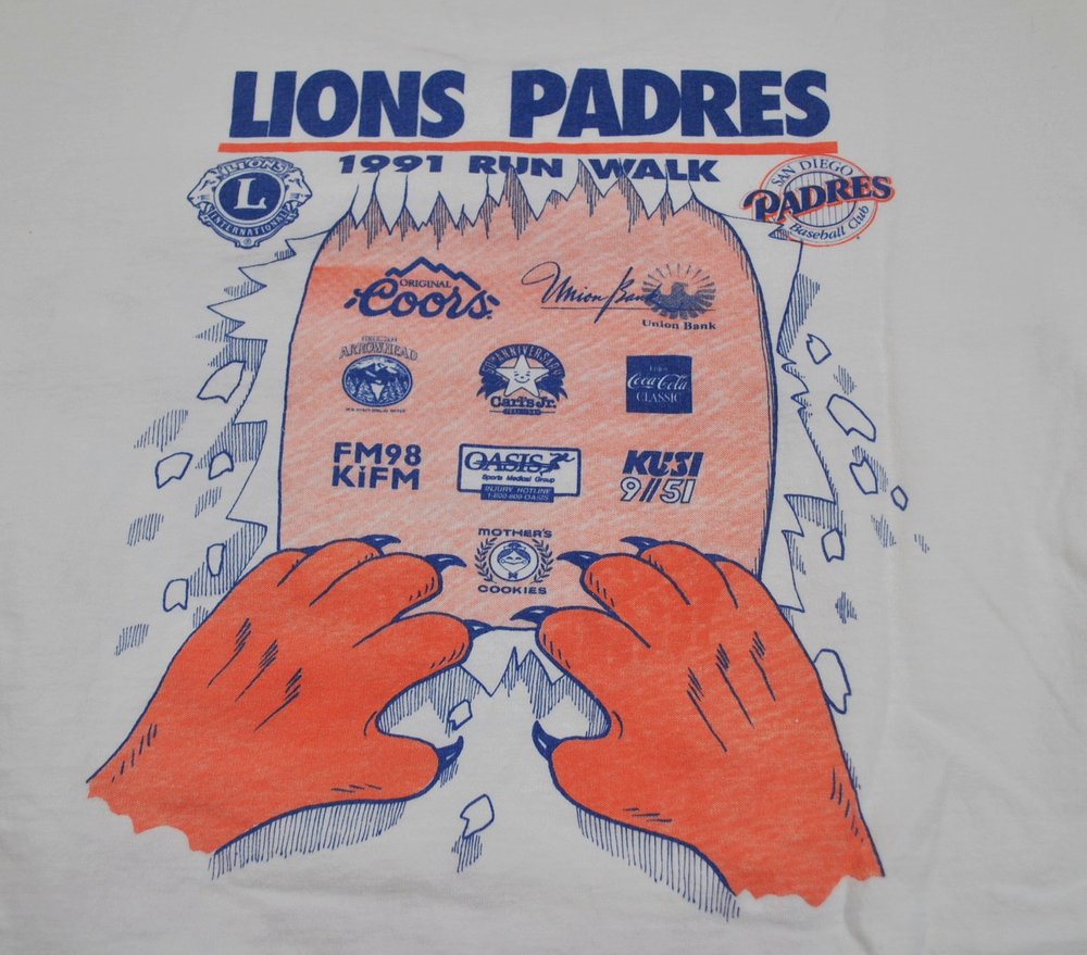 Vintage San Diego Padres Fun Run Coors Sponsor 1991 Shirt Size X